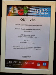 A Kamera Hungária 2022 oklevele